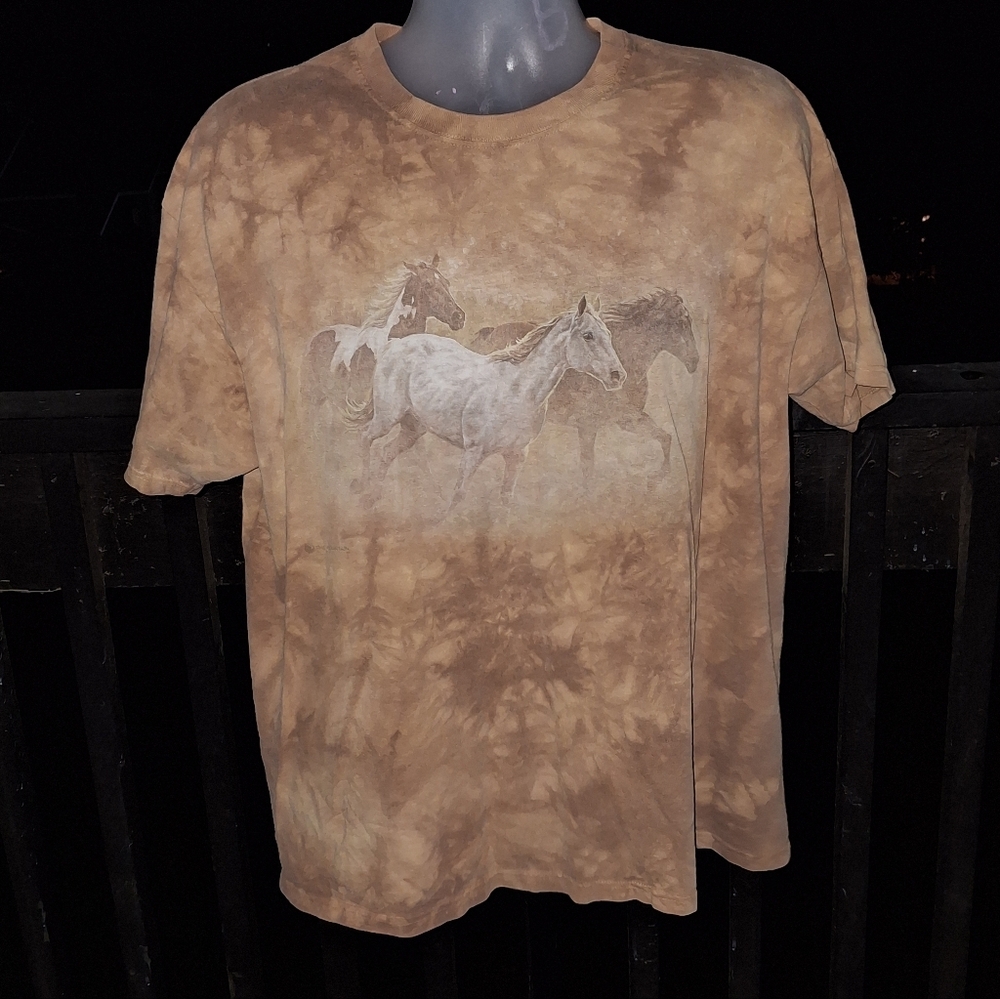 Vintage THE MOUNTAIN Running Horses Tie Dye T Shirt Size XL